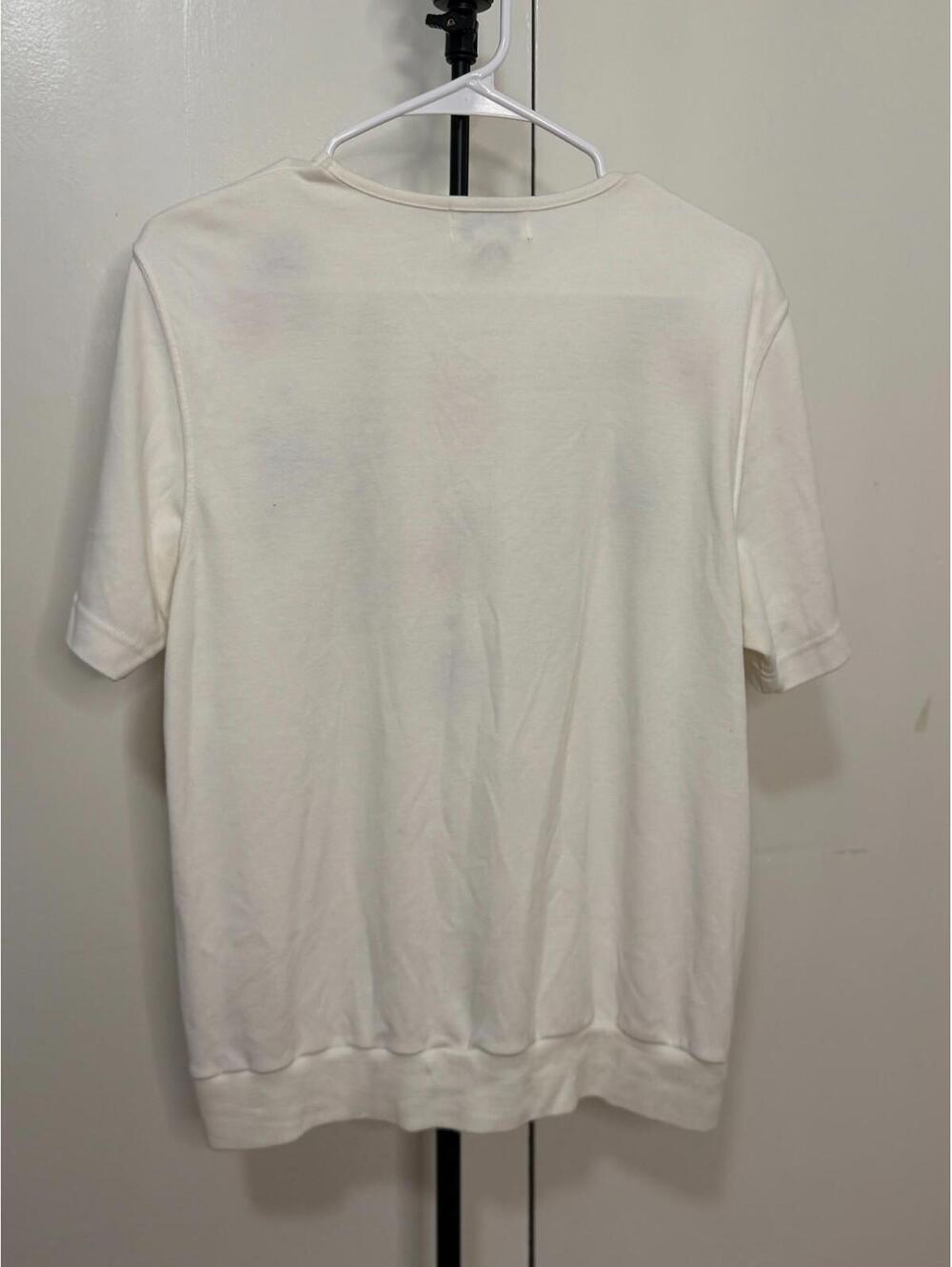 Alfred Dunner Floral Embroidered Short Sleeve Top Cream Women’s Medium - Picture 6 of 6